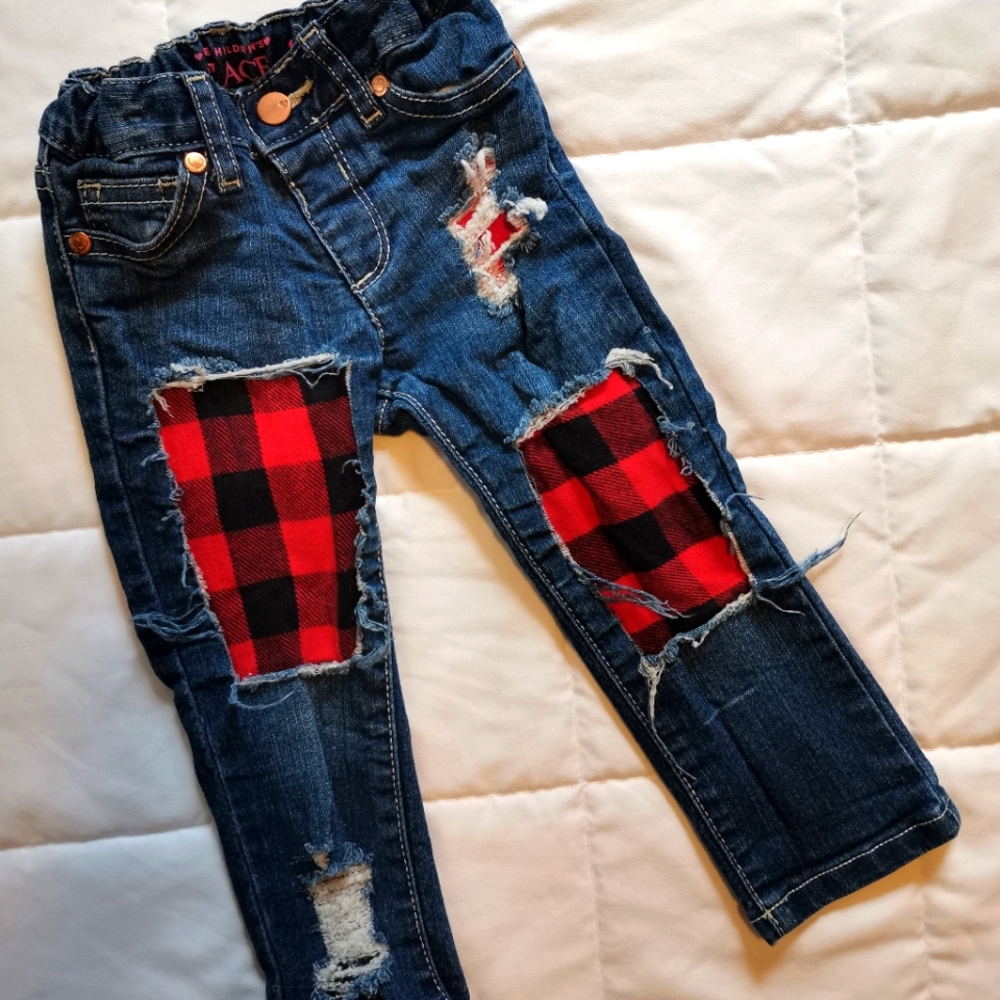 Girls Buffalo plaid jeans